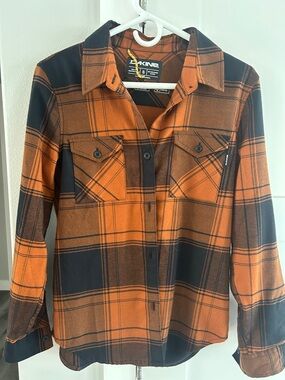 Dakine Orange and Black Plaid Button-Down Shirt